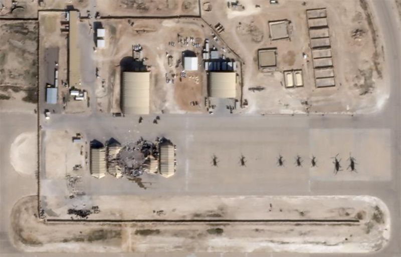 Satellite images show MINOR but PINPOINT damage to US-Iraqi bases from Iranian missile attack, suggesting limited show of force