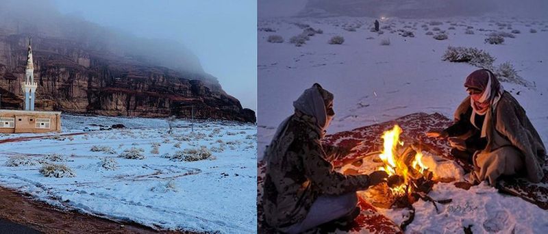 Snowfall in Tabuk Saudi Arabia