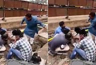 Neta or goon? Look how NCP corporator Kaptan Malik beats up helpless workers