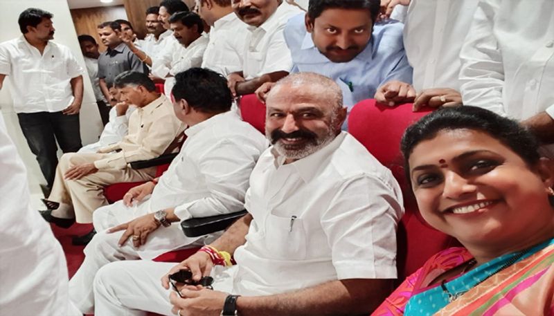 Roja selfie with Balakrishna in AP legislative council gallery