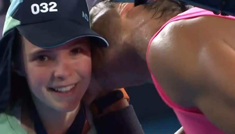 viral video: tennis star rafael nadal accidentally hits ball girl and gives her kiss