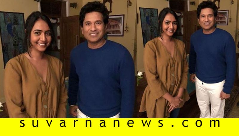 Kannada actor Hitha Chandrashekar Seen with Sachin Tendulkar in TVC