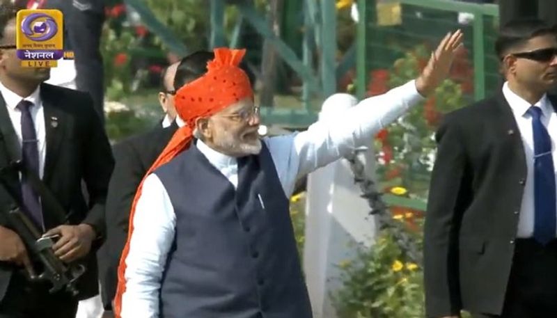 Prime Minister Narendra Modi Greets The Crowds At Rajpath