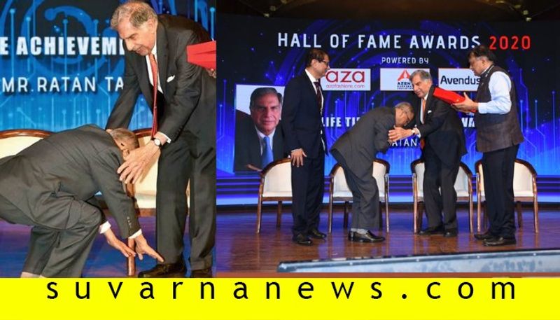 Infosys Co Founder Narayana Murthy touches Ratan Tata feet the picture goes viral