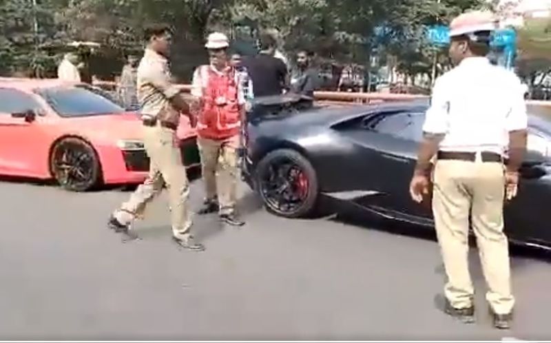 Lamborghini Huracan and Audi R8 Super car seized for public road race Hyderabad