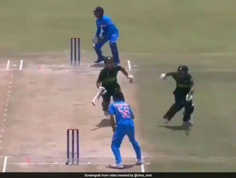 ICC U 19 World Cup Complete confusion as Pakistan Qasim Akram is run out against India