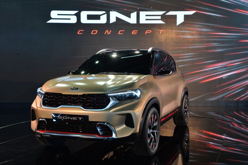 Kia sonet subcompact suv concept car Unveiled in India