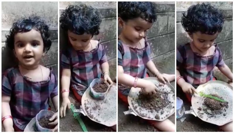 naughty girl making cake with soil viral in social media