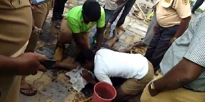 fire fighters tried to save a man who died due to poison attack in septic tank