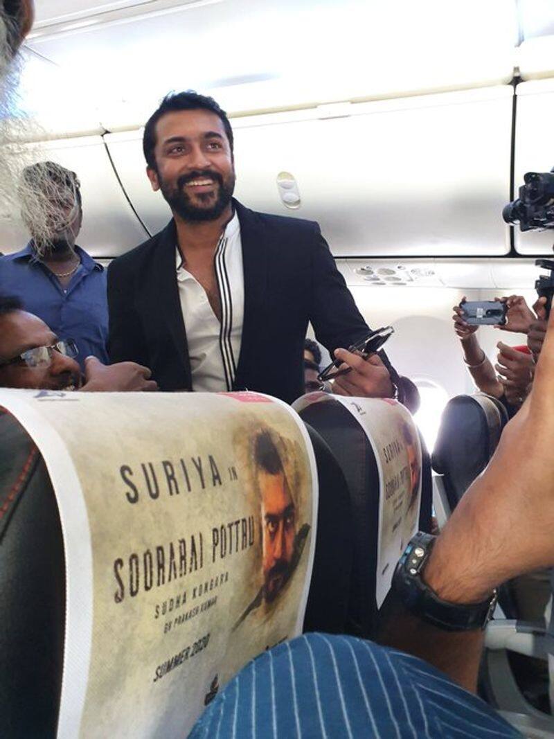 Surya Soorarai pottru Audio Lunch In Flight With 100 Childrens Showing Mass In Internet