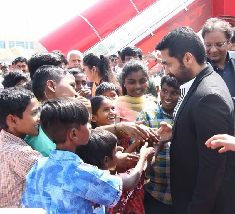 Surya Soorarai pottru Audio Lunch In Flight With 100 Childrens Showing Mass In Internet