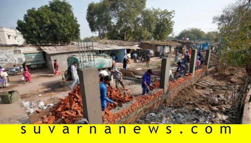 A Wall Is Being Built in Ahmedabad to Block a Slum From Donald Trump View