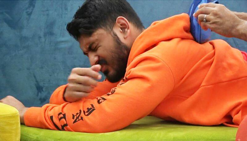 pavan gino thomas crying because of severe back pain in bigg boss 2