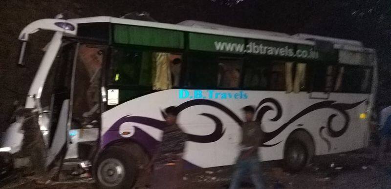 7 Kills  Several injured after bus rams to Rock at Udupi