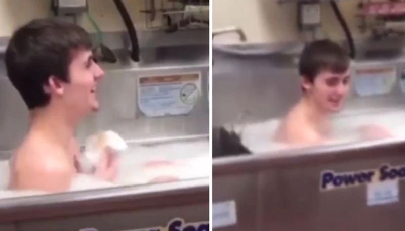 Internet is furious over a video of restaurant employee taking bath in kitchen sink