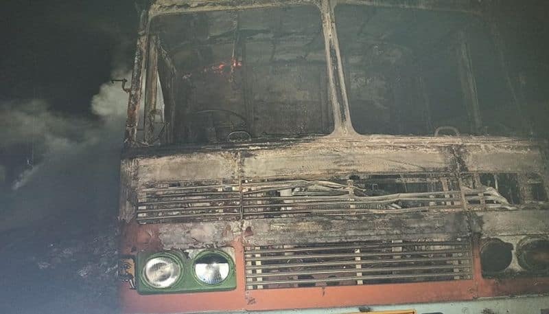 Fire on Truck in Vijayapura District