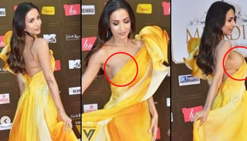 Malaika Arora suffers oops moment in this one-shoulder thigh-slit satin gown