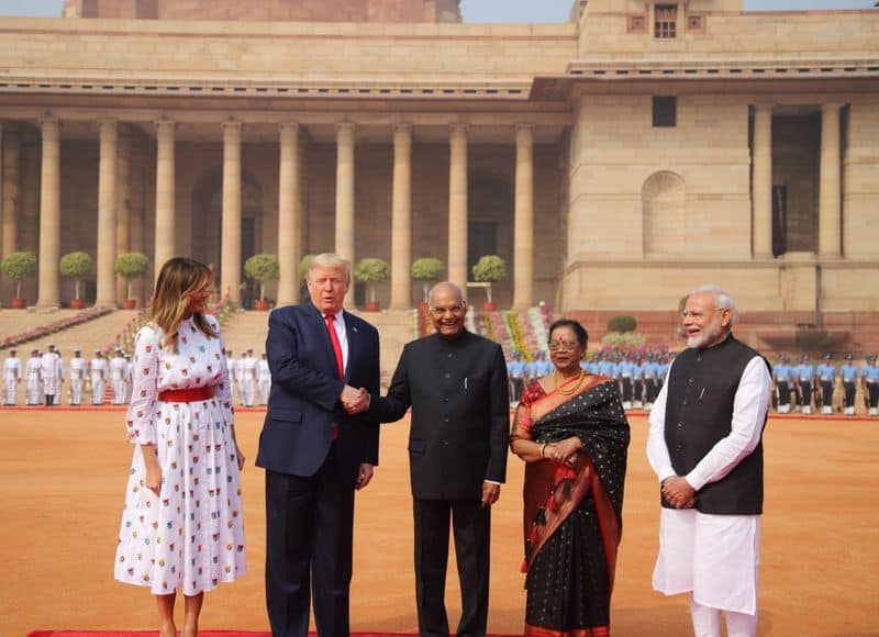 US president trump received ceremonial reception