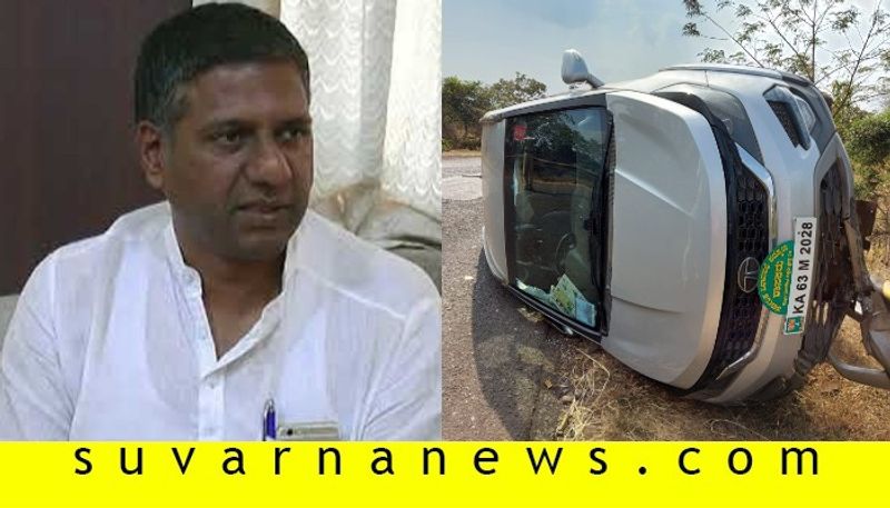 MLA Aravind Bellad car met with accident in belagavi