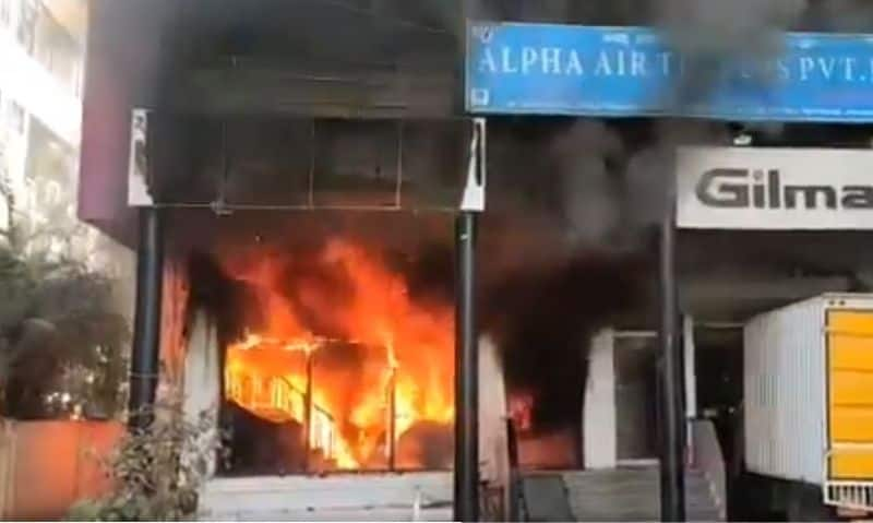 Fire breaks out bike show room in bengaluru