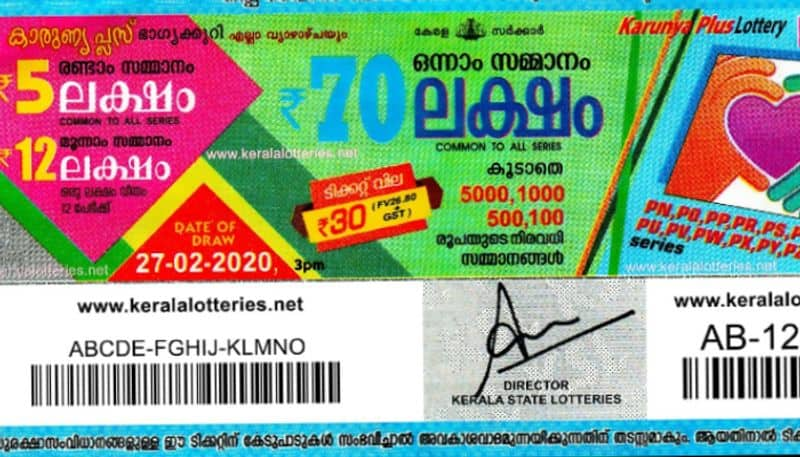 kerala lottery karunya plus kn 305 27-02-2020 result today