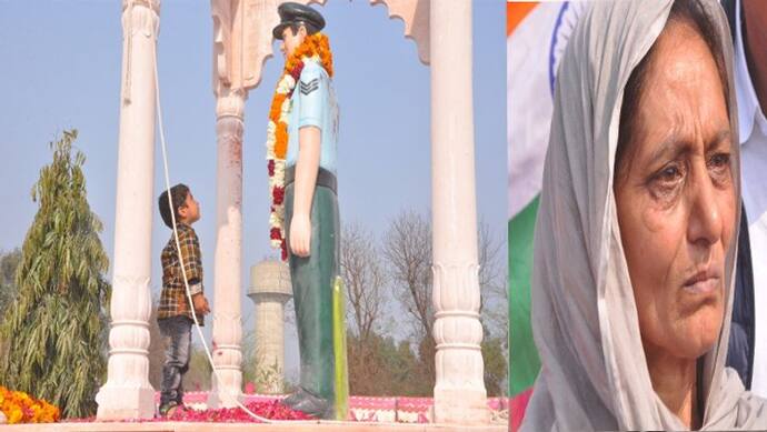 शहीद पिता की प्रतिमा को टकटकी लगाए देखता रहा बेटा, मूर्ति के ही गले लगकर रो पड़ी मां