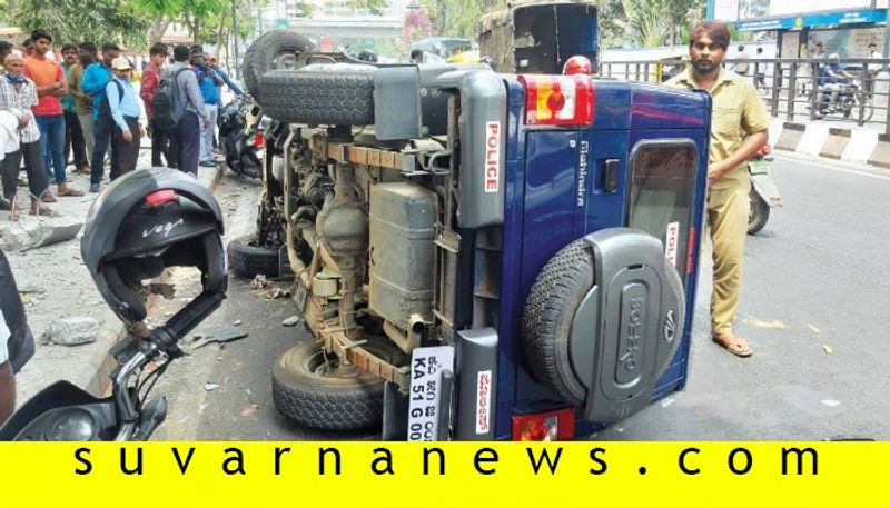 Police jeep cab accident in Bangalore