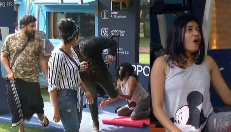 alasandra catches sujos leg while walking interesting moments in bigg boss