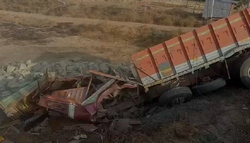 Truck Overturn in Naragund in Gadag District