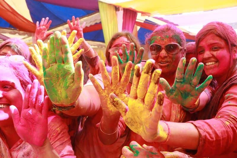 People Celebrate Holi Festival at Bagalkot