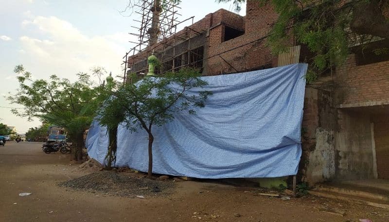 Plastic wrapper to Masjid for Protest Colour During Holi Festival in Humanabad in Bidar District