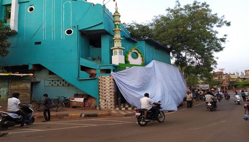 Plastic wrapper to Masjid for Protest Colour During Holi Festival in Humanabad in Bidar District