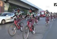 CRPF officials organise cycle rally to encourage women to join the Armed forces