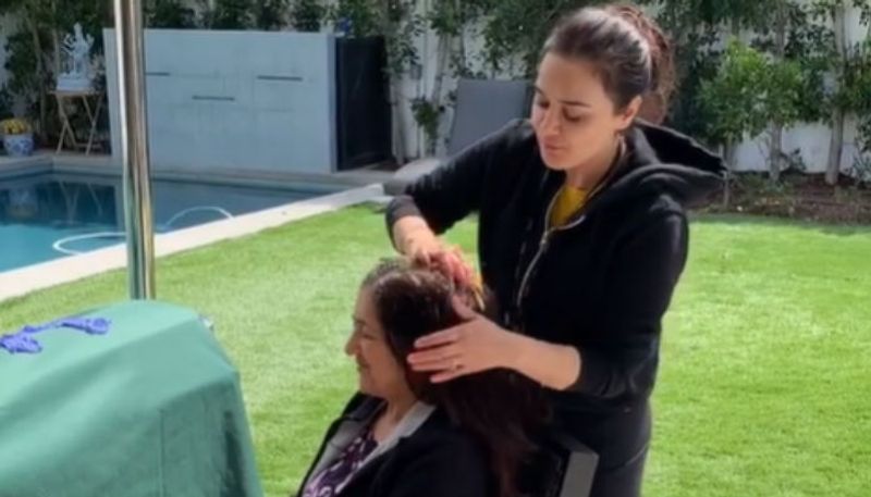 preity zinta shares video of head massage during quarantine days