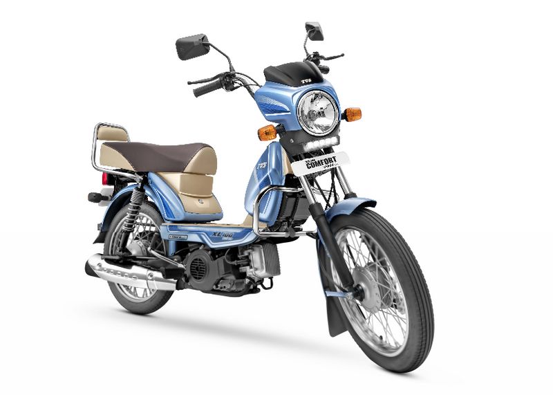 Tvs xl 100 bs5 engine moped two wheeler launched in india