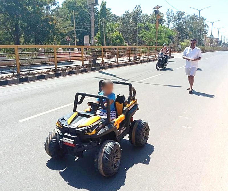 Karnataka MLA defies curfew takes out grandson on his toy car