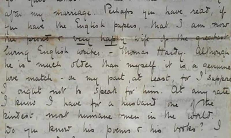 letter about thomas hardy written by second wife