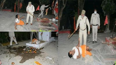 अकेले देवी मां की पूजा कर रहा था पुजारी, पुलिस ने बूट से कलश तोड़ा, दिए बुझाए और जमकर की पिटाई