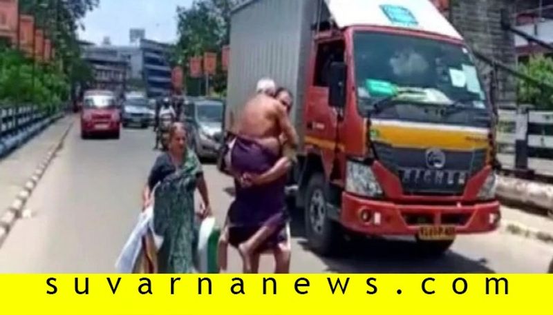 Kerala man carries ailing father on shoulders after police stop vehicle over lockdown