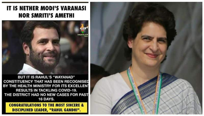 did priyanka gandhi congratulate rahul gandhi  for effectively fighting against covid 19 in wayanad