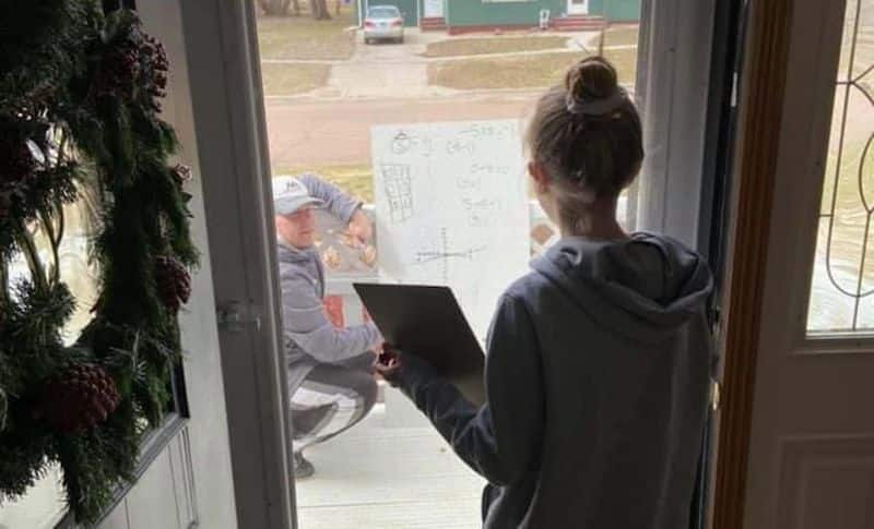 Teacher visits student who was sad during Zoom videoconference session