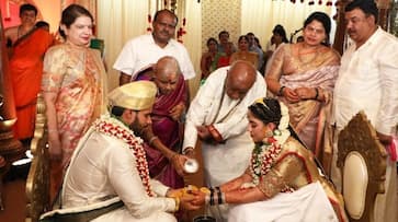 India under lockdown As Kumaraswamys son Nikhil gets hitched, social distancing gets ditched