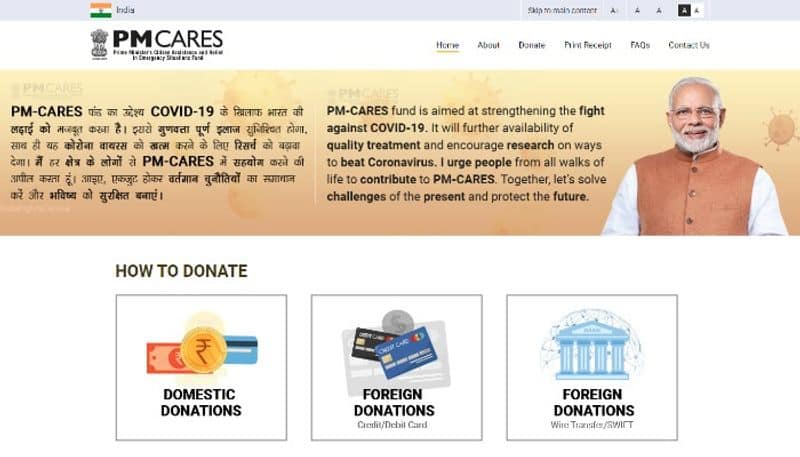 Fake website link circulating in social media for PM Cares Fund