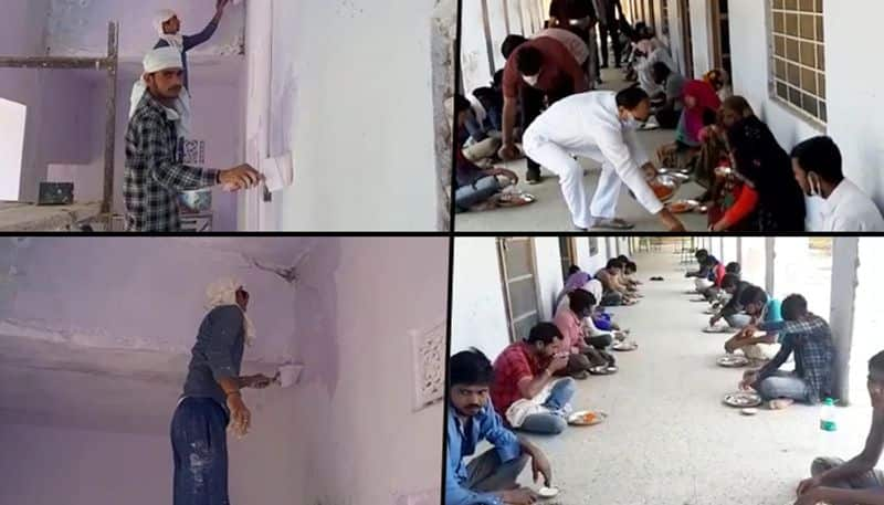 Quarantined migrant workers paint walls of schools thanking locals for food and shelter