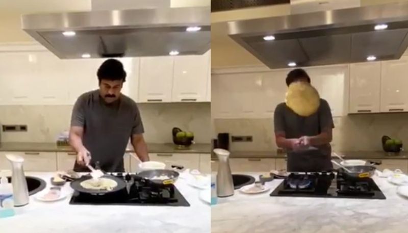 actor chiranjeevi shares video of his cooking experiment