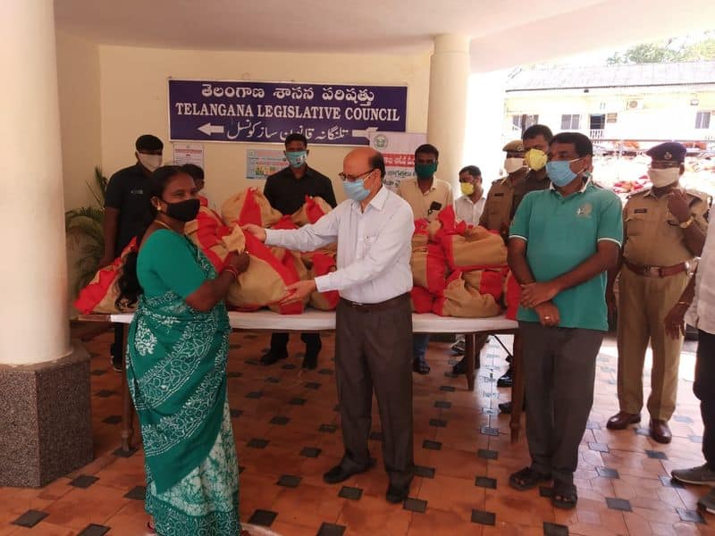 telangana legislative council chairman gutha sukender reddy distributed fruits to assembly employees