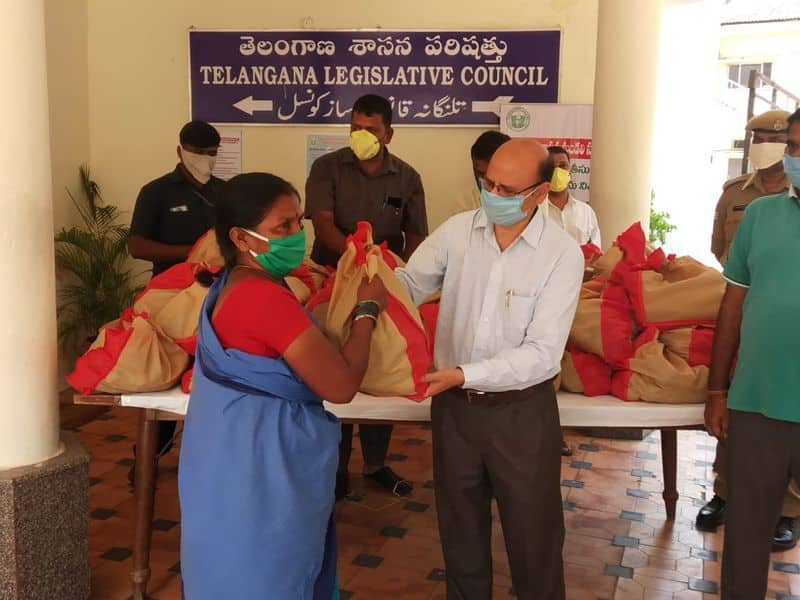 telangana legislative council chairman gutha sukender reddy distributed fruits to assembly employees