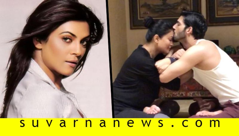 Bollywood sushmita sen gets kissed from rohman shawl during yoga session viral