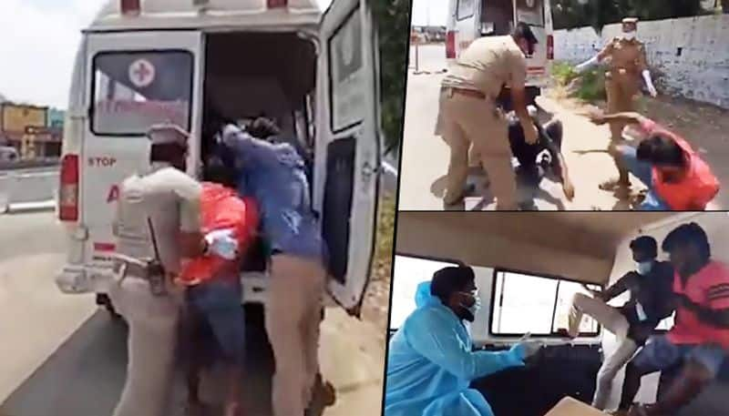 Tiruppur Police forcing lockdown violators into ambulance with coronavirus patient goes viral?