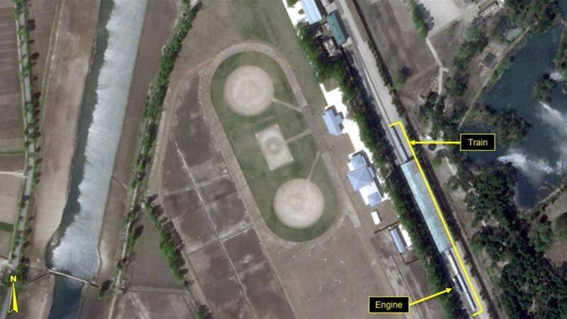 satellite photo finds kim jong un private train in city of wonsan in north korea